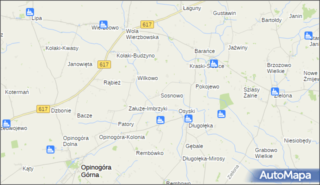 mapa Sosnowo gmina Opinogóra Górna, Sosnowo gmina Opinogóra Górna na mapie Targeo