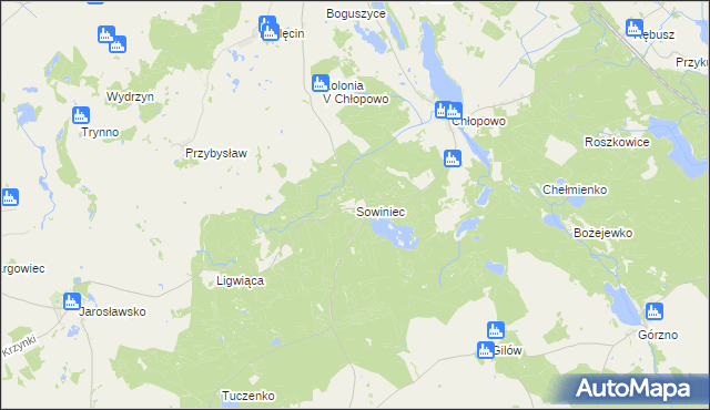 mapa Sowiniec gmina Krzęcin, Sowiniec gmina Krzęcin na mapie Targeo