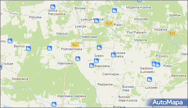 mapa Średni Łan, Średni Łan na mapie Targeo
