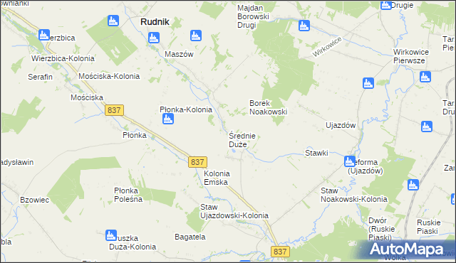 mapa Średnie Duże gmina Nielisz, Średnie Duże gmina Nielisz na mapie Targeo