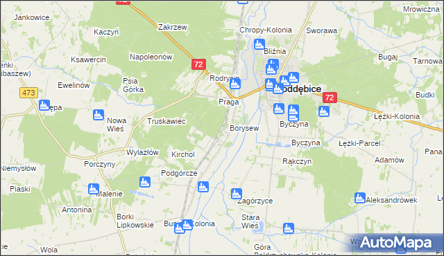 mapa Stacja Poddębice, Stacja Poddębice na mapie Targeo