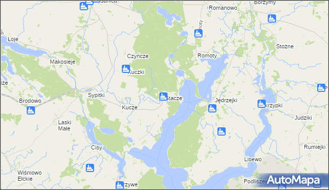 mapa Stacze gmina Kalinowo, Stacze gmina Kalinowo na mapie Targeo