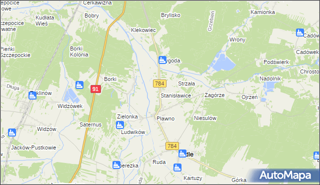 mapa Stanisławice gmina Gidle, Stanisławice gmina Gidle na mapie Targeo
