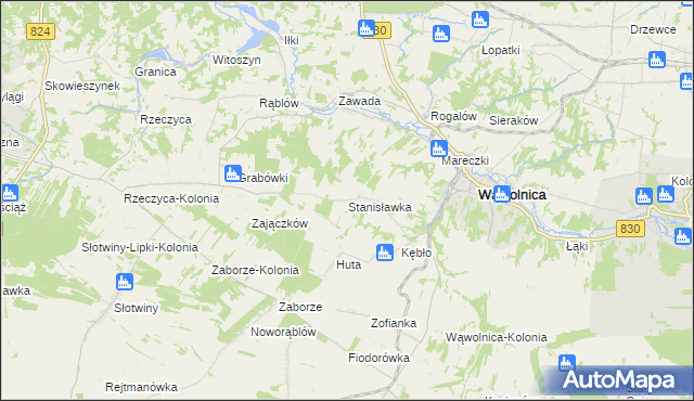 mapa Stanisławka gmina Wąwolnica, Stanisławka gmina Wąwolnica na mapie Targeo