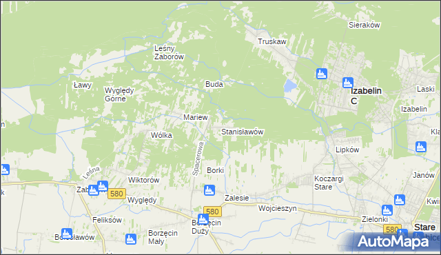 mapa Stanisławów gmina Stare Babice, Stanisławów gmina Stare Babice na mapie Targeo