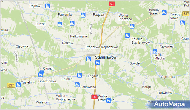 mapa Stanisławów powiat miński, Stanisławów powiat miński na mapie Targeo