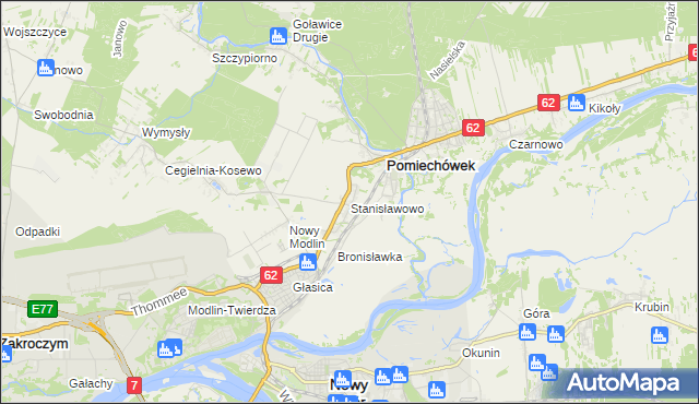 mapa Stanisławowo gmina Pomiechówek, Stanisławowo gmina Pomiechówek na mapie Targeo