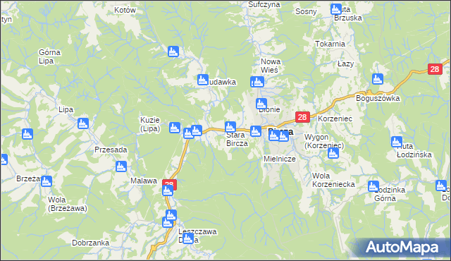 mapa Stara Bircza, Stara Bircza na mapie Targeo