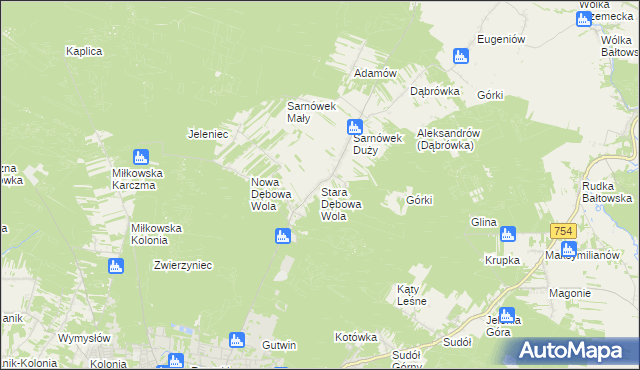 mapa Stara Dębowa Wola, Stara Dębowa Wola na mapie Targeo