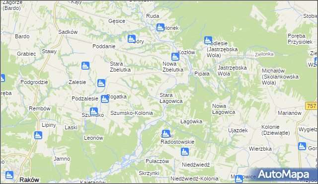 mapa Stara Łagowica, Stara Łagowica na mapie Targeo