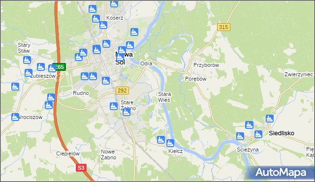 mapa Stara Wieś gmina Nowa Sól, Stara Wieś gmina Nowa Sól na mapie Targeo