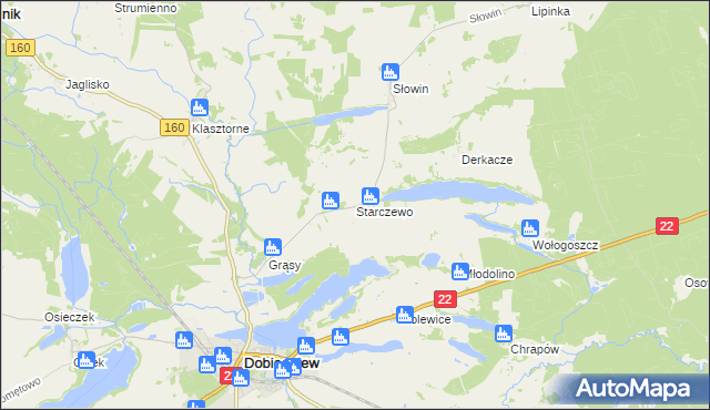 mapa Starczewo gmina Dobiegniew, Starczewo gmina Dobiegniew na mapie Targeo