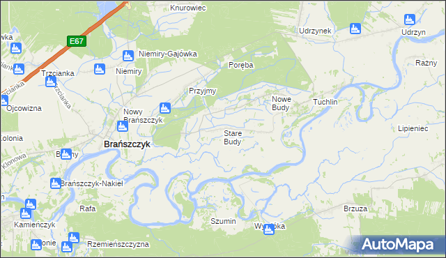 mapa Stare Budy gmina Brańszczyk, Stare Budy gmina Brańszczyk na mapie Targeo