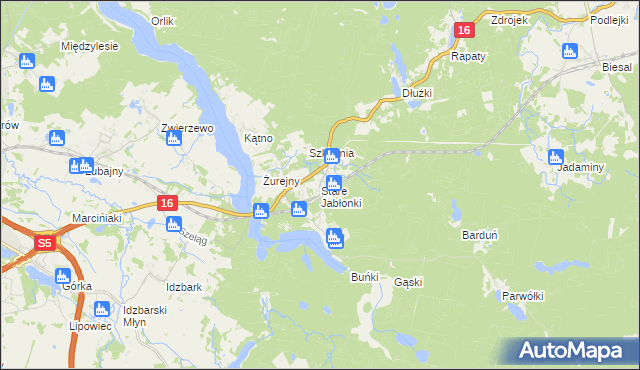 mapa Stare Jabłonki, Stare Jabłonki na mapie Targeo
