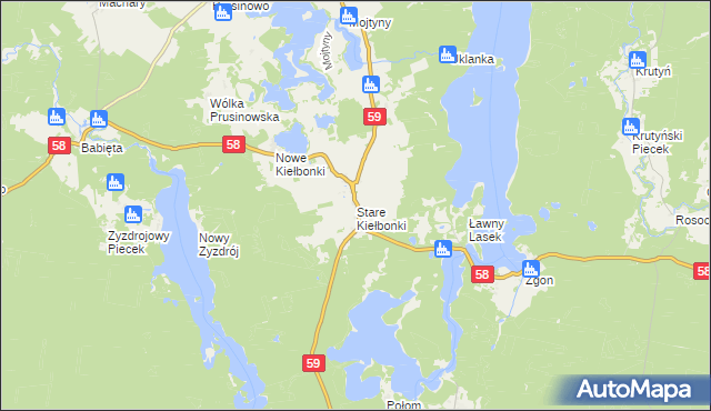 mapa Stare Kiełbonki, Stare Kiełbonki na mapie Targeo