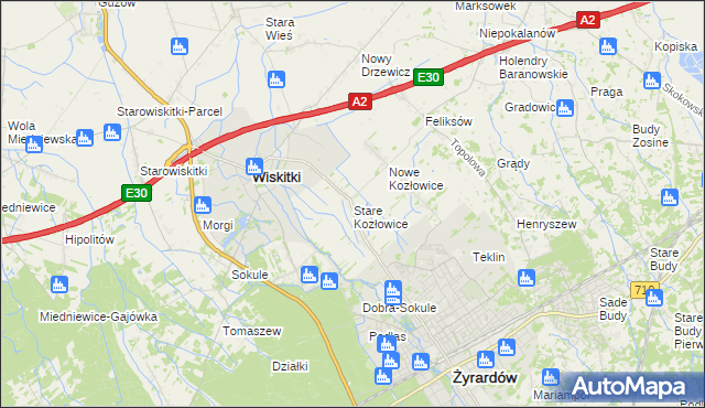 mapa Stare Kozłowice, Stare Kozłowice na mapie Targeo