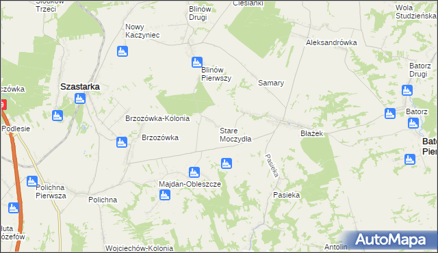 mapa Stare Moczydła, Stare Moczydła na mapie Targeo