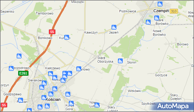 mapa Stare Oborzyska, Stare Oborzyska na mapie Targeo