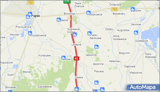 mapa Stare Piaski gmina Piątek, Stare Piaski gmina Piątek na mapie Targeo
