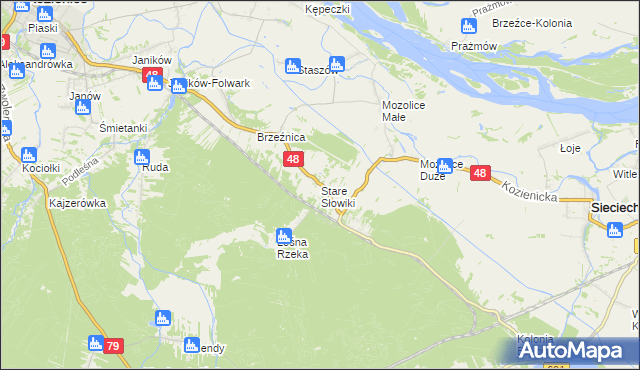 mapa Stare Słowiki, Stare Słowiki na mapie Targeo