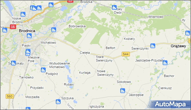 mapa Stare Świerczyny, Stare Świerczyny na mapie Targeo