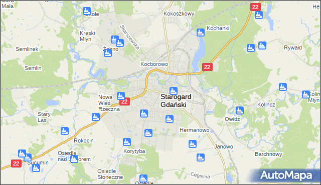 mapa Starogard Gdański, Starogard Gdański na mapie Targeo