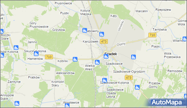 mapa Starostwo Szadek, Starostwo Szadek na mapie Targeo