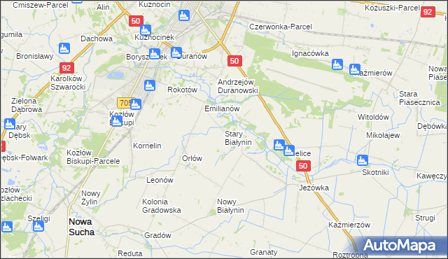 mapa Stary Białynin, Stary Białynin na mapie Targeo