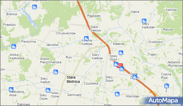 mapa Stary Kiełbów, Stary Kiełbów na mapie Targeo
