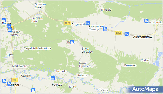 mapa Stary Lipowiec, Stary Lipowiec na mapie Targeo