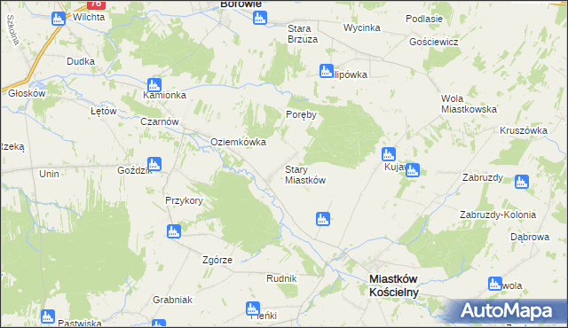 mapa Stary Miastków, Stary Miastków na mapie Targeo