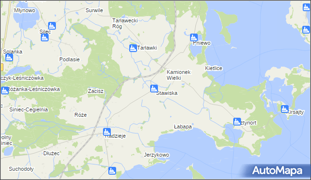 mapa Stawiska gmina Węgorzewo, Stawiska gmina Węgorzewo na mapie Targeo