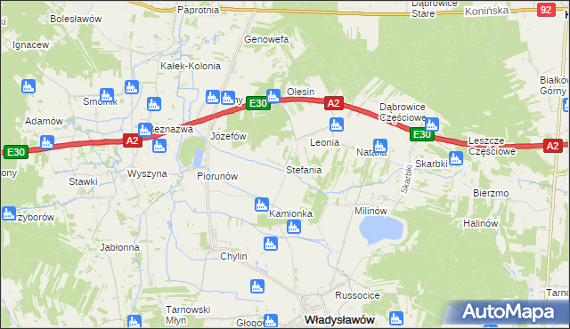mapa Stefania gmina Władysławów, Stefania gmina Władysławów na mapie Targeo
