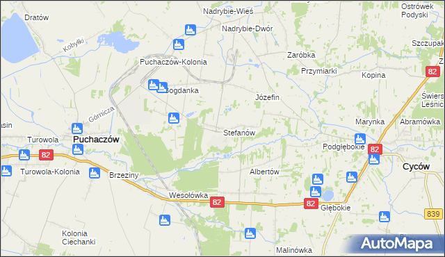 mapa Stefanów gmina Cyców, Stefanów gmina Cyców na mapie Targeo