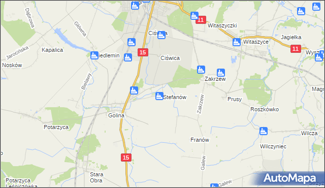 mapa Stefanów gmina Jarocin, Stefanów gmina Jarocin na mapie Targeo