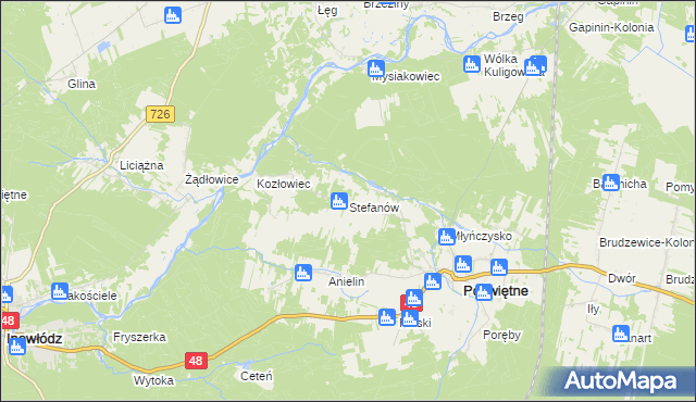 mapa Stefanów gmina Poświętne, Stefanów gmina Poświętne na mapie Targeo