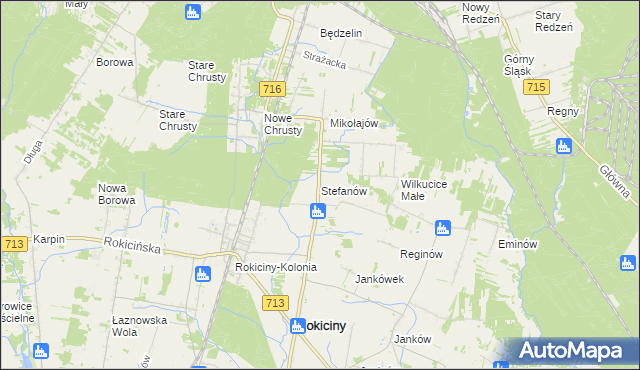 mapa Stefanów gmina Rokiciny, Stefanów gmina Rokiciny na mapie Targeo