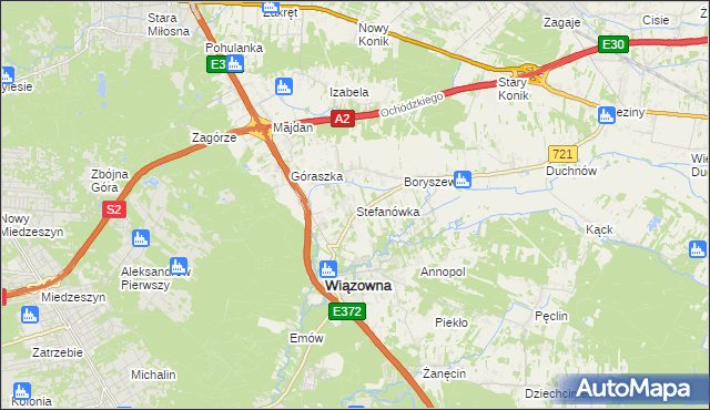 mapa Stefanówka gmina Wiązowna, Stefanówka gmina Wiązowna na mapie Targeo