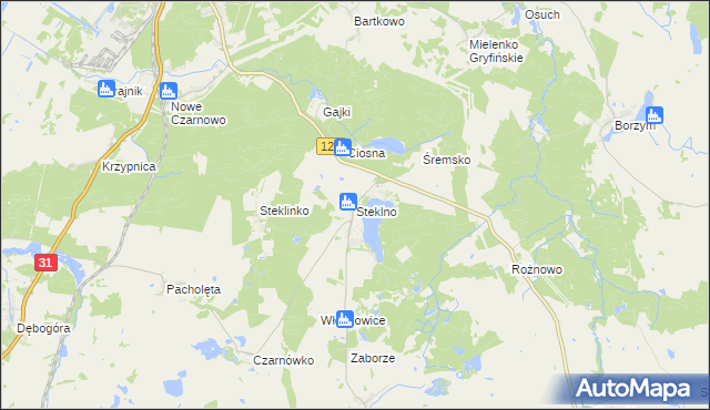mapa Steklno, Steklno na mapie Targeo