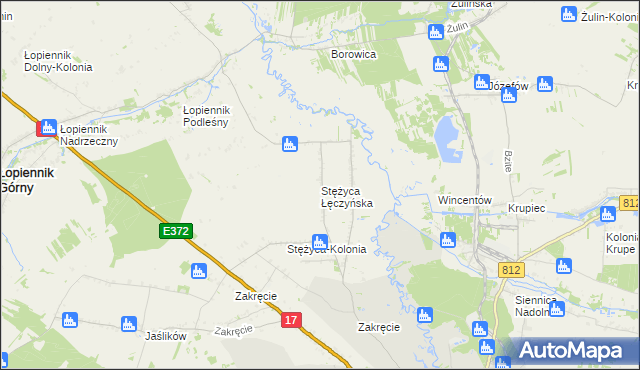 mapa Stężyca Łęczyńska, Stężyca Łęczyńska na mapie Targeo