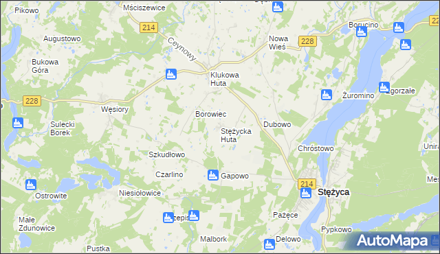 mapa Stężycka Huta, Stężycka Huta na mapie Targeo