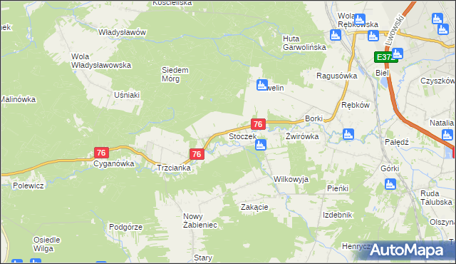 mapa Stoczek gmina Garwolin, Stoczek gmina Garwolin na mapie Targeo