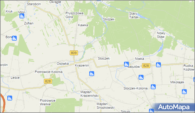 mapa Stoczek gmina Niemce, Stoczek gmina Niemce na mapie Targeo