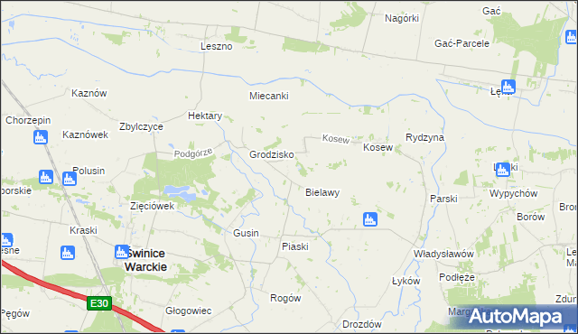mapa Strachów gmina Świnice Warckie, Strachów gmina Świnice Warckie na mapie Targeo