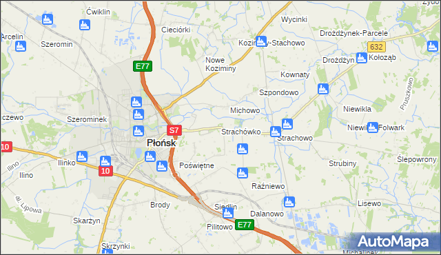 mapa Strachówko, Strachówko na mapie Targeo