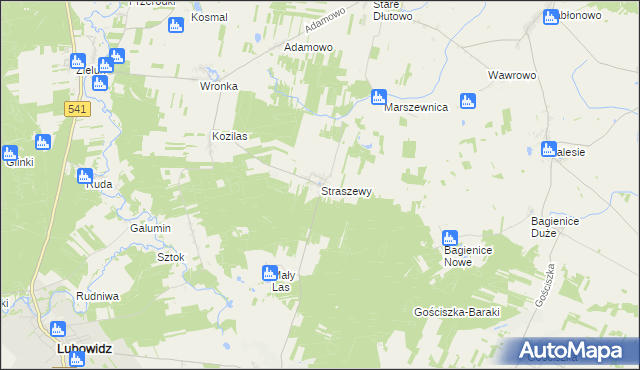 mapa Straszewy, Straszewy na mapie Targeo