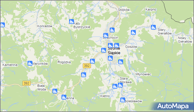 mapa Stronie Śląskie powiat kłodzki, Stronie Śląskie powiat kłodzki na mapie Targeo