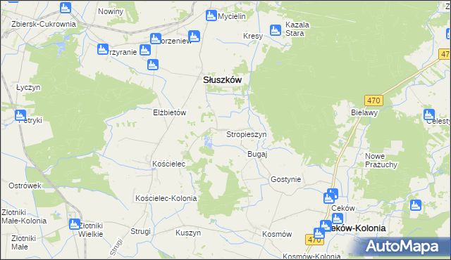 mapa Stropieszyn gmina Mycielin, Stropieszyn gmina Mycielin na mapie Targeo