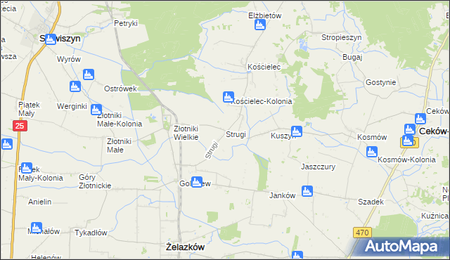 mapa Strugi gmina Żelazków, Strugi gmina Żelazków na mapie Targeo