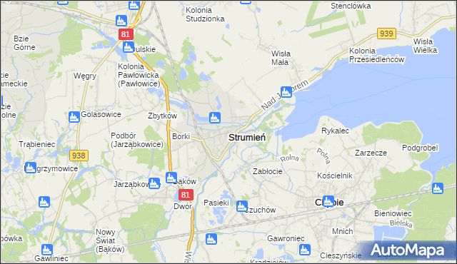mapa Strumień powiat cieszyński, Strumień powiat cieszyński na mapie Targeo